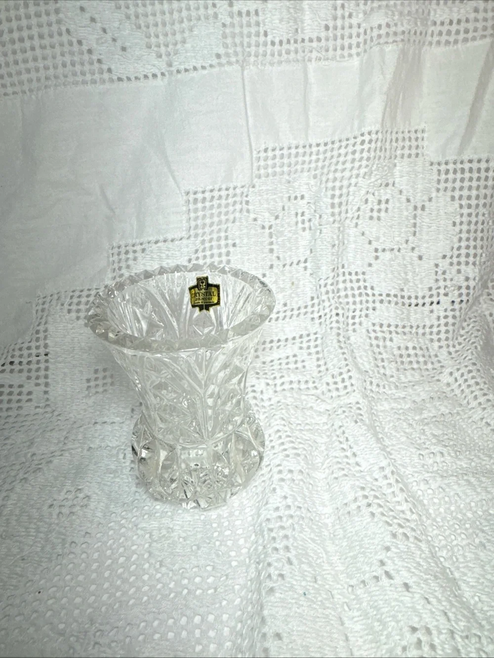 Lead Crystal-Style Clear Cut Glass Bud Vase -